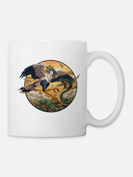 Sekretär vs Schlange im Abendlicht - Tasse - Weiß