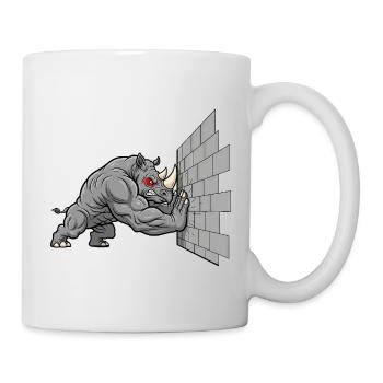 Funny Rhino Cartoon Battering Ram Humor Fun - Mug - white - Right