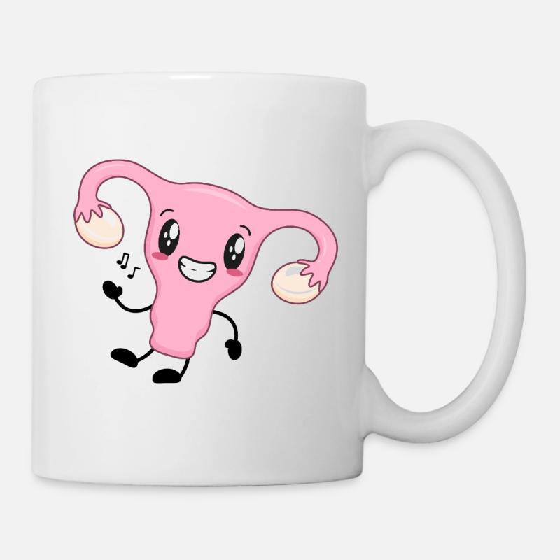 Rosa Uterus Cartoon - Tasse - Weiß