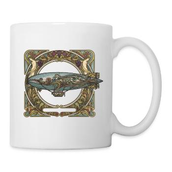 Airship in Art Nouveau frame - Mug - white - Right