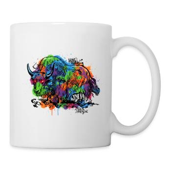 Motif de graffiti de yak arc-en-ciel - Mug blanc - blanc - Droite