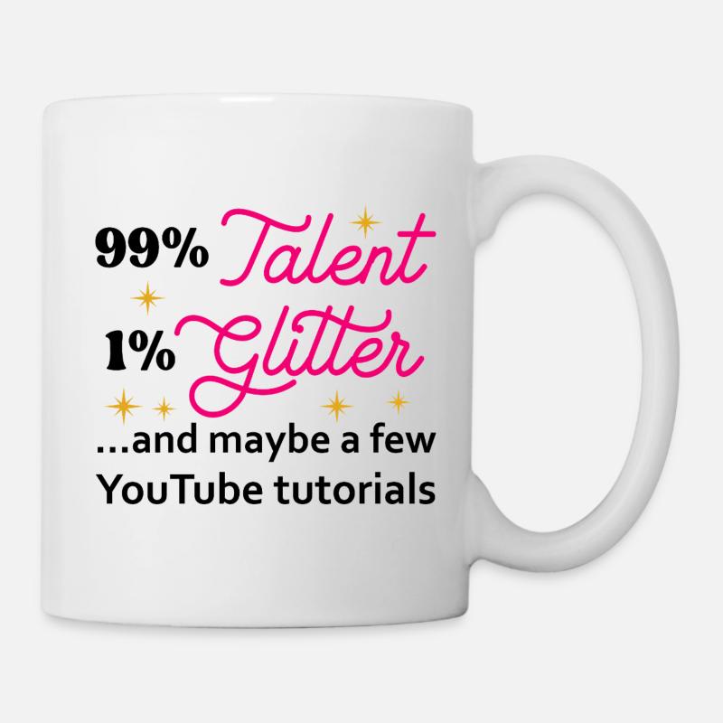 Talent Glitzer Sterne Skript - Tasse - Weiß