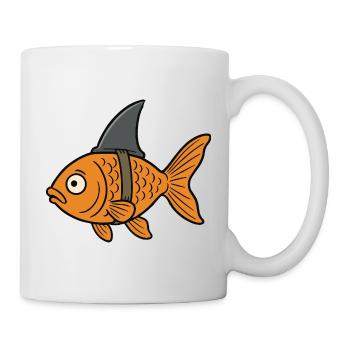 Cartoon Goldfish Fish Shark Fin Fake Shark - Mug - white - Right
