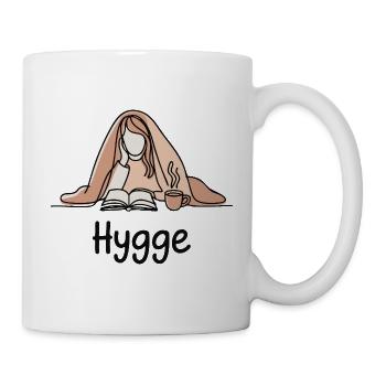 Confortablement installé sous la couverture avec un livre et du café - Mug blanc - blanc - Droite