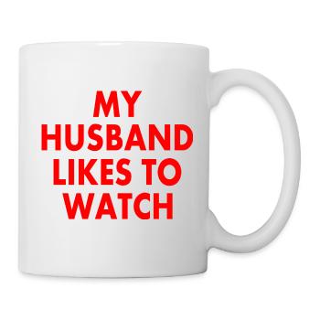 my husband likes to watch - Mug - white - Right