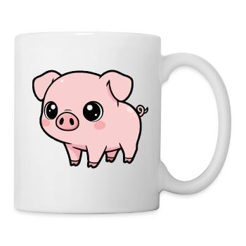 Kawaii Schwein Niedlich - Tasse - Weiß - Rechts