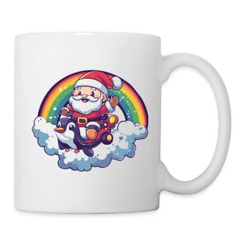Pinguin Weihnachtsmann Weihnachten - Tasse - Weiß - Rechts