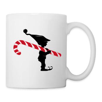 Gnome de Noël drôle avec une canne à sucre - Mug blanc - blanc - Droite