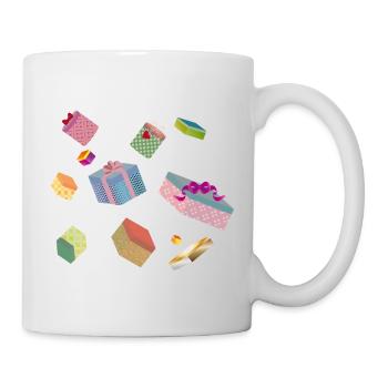 Coffrets cadeaux colorés – cadeaux emballés de manière festive - Mug blanc - blanc - Droite