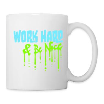 Work Hard Be Nice Motivation Positive Spirit Quote - Mug - white - Right