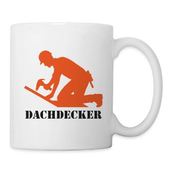 Dachdecker Silhouette Logo - Tasse - Weiß - Rechts