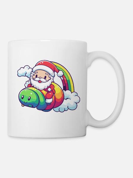 Wurm Weihnachtsmann Weihnachten - Tasse - Weiß