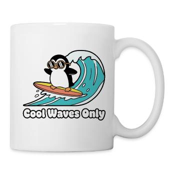 Pinguin Surfer Wellenzauber - Tasse - Weiß - Rechts
