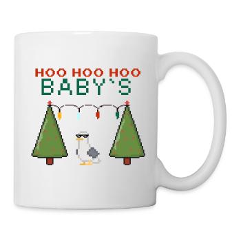 Pixel-Weihnachtsvogel mit Lichterketten - Tasse - Weiß - Rechts