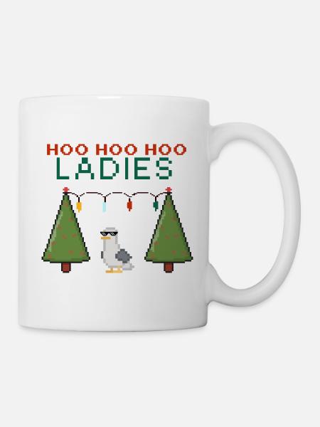 HooHooHoo Damen Pixel Weihnacht - Tasse - Weiß