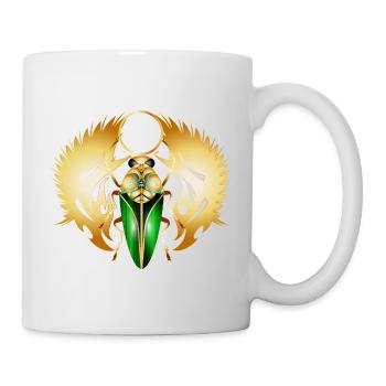 Gold-green Scarabeus with wing ornament - Mug - white - Right
