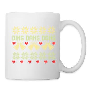 Ugly Christmas Sweater Muster Schneeflocke Glocke  - Tasse - Weiß - Rechts