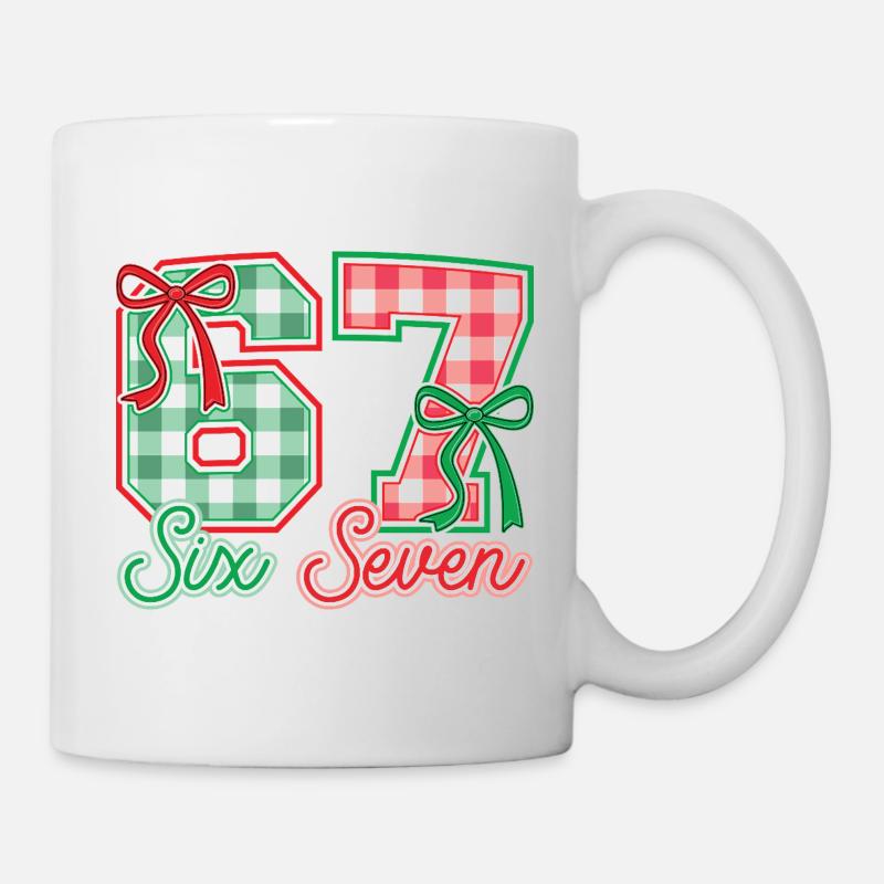 Festive 67 Gingham Bows - Mug - white