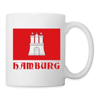 Hamburg castle icon on red background - Mug - white - Right