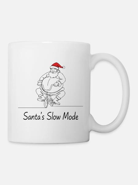 Père Noël à vélo mode lent - Mug blanc - blanc