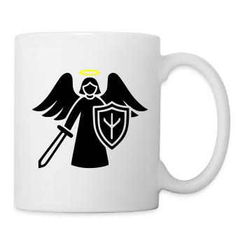 Schutzengel Krieger mit Schild Piktogramm - Tasse - Weiß - Rechts