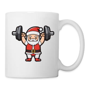 Santa Claus Weights Gym Christmas - Mug - white - Right