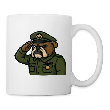 Bulldogge Offizier salutiert Militär Maskottchen Kunst - Tasse - Weiß - Rechts