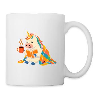 Mignon t-shirt de lecture et de café licorne confortable - Mug blanc - blanc - Droite