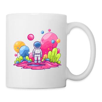 Astronaute dans l’espace rose - Mug blanc - blanc - Droite