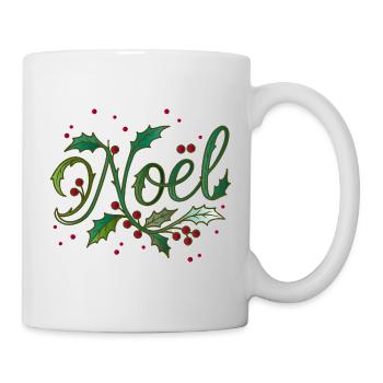 Weihnachtliches „Noël“-Design mit Stechpalme - Tasse - Weiß - Rechts