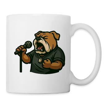Bouledogue chanteur rock avec dessin animé micro - Mug blanc - blanc - Droite