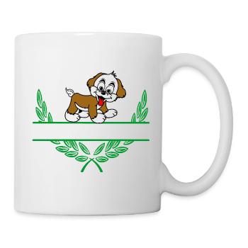 Doggie Laurel Wreath mit Namensraum - Tasse - Weiß - Rechts