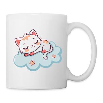 Schlafende Kätzchen auf Weichwolke - Tasse - Weiß - Rechts