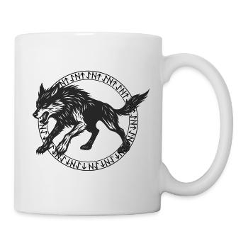 Loup sauvage aux runes et aux yeux brillants - Mug blanc - blanc - Droite