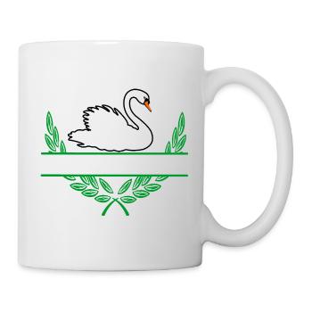 Schwanen-Lorbeerkranz mit Namensraum - Tasse - Weiß - Rechts