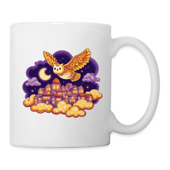 Nachtflug der Eulenstadt - Tasse - Weiß - Rechts