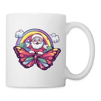 Schmetterling Weihnachtsmann Weihnachten - Tasse - Weiß - Rechts