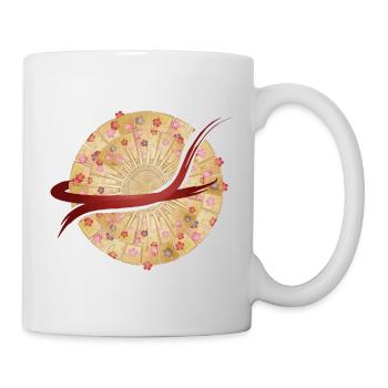 Japanisches Fächer-Mandala mit Pinselstrich - Tasse - Weiß - Rechts
