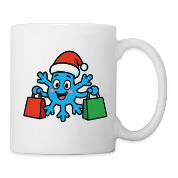 Weihnachtliche Schneeflocke kauft Geschenke - Tasse - Weiß - Rechts