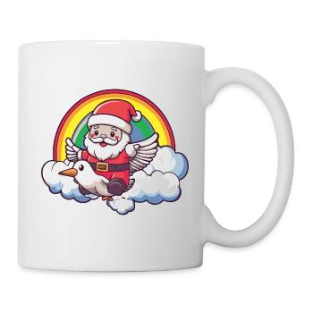Taube Vogel Weihnachtsmann Weihnachten - Tasse - Weiß - Rechts