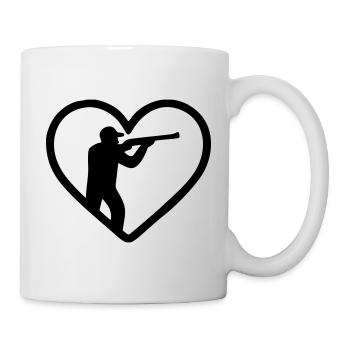 Jagdherz – Jäger-Silhouette - Tasse - Weiß - Rechts