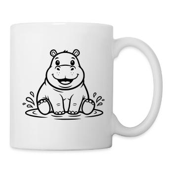 Süßes Baby Hippo Wasser Comic Vektor - Tasse - Weiß - Rechts