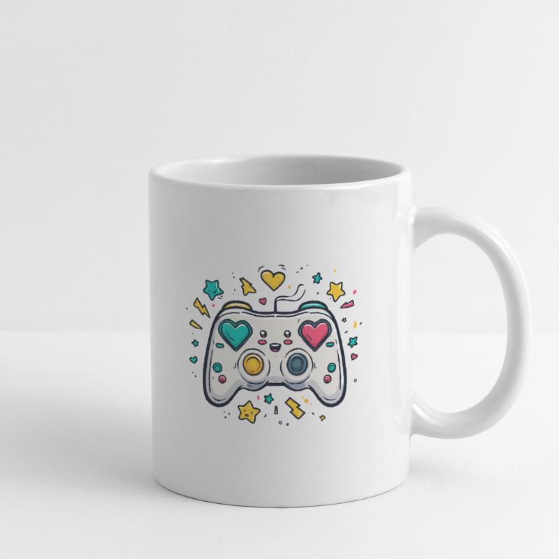 Conception de jeu Heart Controller Neon Mug blanc