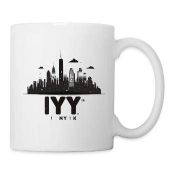 New York Skyline Silhouette Schwarz Weiss - Tasse - Weiß - Rechts
