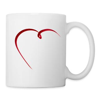 Zartes rotes Band in eleganter Herzform  - Tasse - Weiß - Rechts