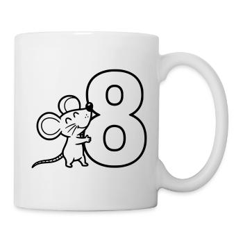 Souris avec illustration de dessin animé numéro huit - Mug blanc - blanc - Droite