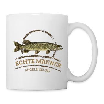 Vrais hommes – Brochet à pêche - Mug blanc - blanc - Droite