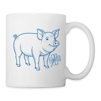 Le cochon avec la chance du trèfle réveillon du Nouvel An - Mug blanc - blanc - Droite