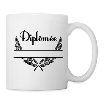 Diplômée – Couronne de Laurier avec Espace Nom - Mug - white - Right