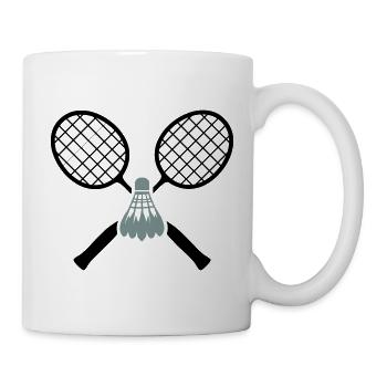 Logo du badminton – Raquettes croisées & Badminton - Mug blanc - blanc - Droite